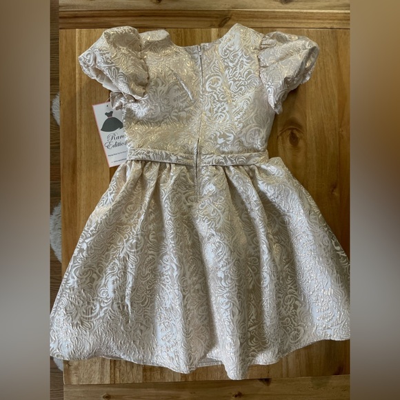 NWT Rare Editions Gold Beige Jacquard Dress, Size 8 - Picture 8 of 11